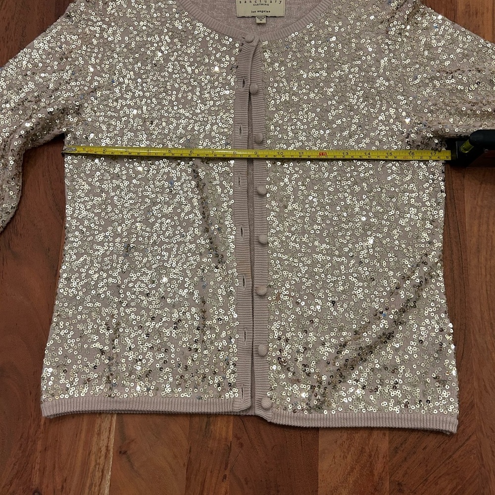 Anthropologie: Sanctuary Sequin Beige/Cream Cropped Cardigan - Picture 4 of 6